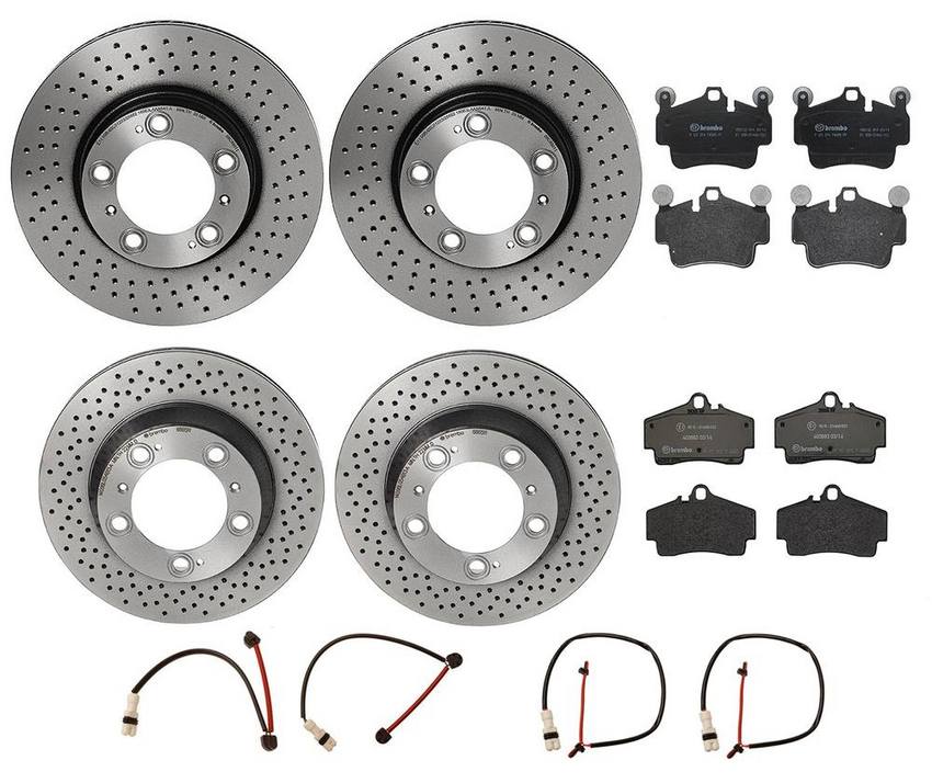 Porsche Brakes Kit - Pads & Rotors Front and Rear (318mm/299mm) (Low-Met) 99761275900 - Brembo 1590129KIT